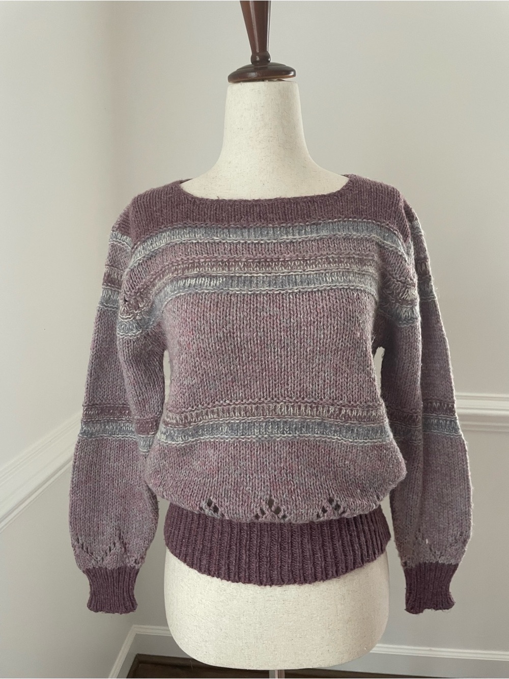 1980s Purple/Gray Crewneck Sweater